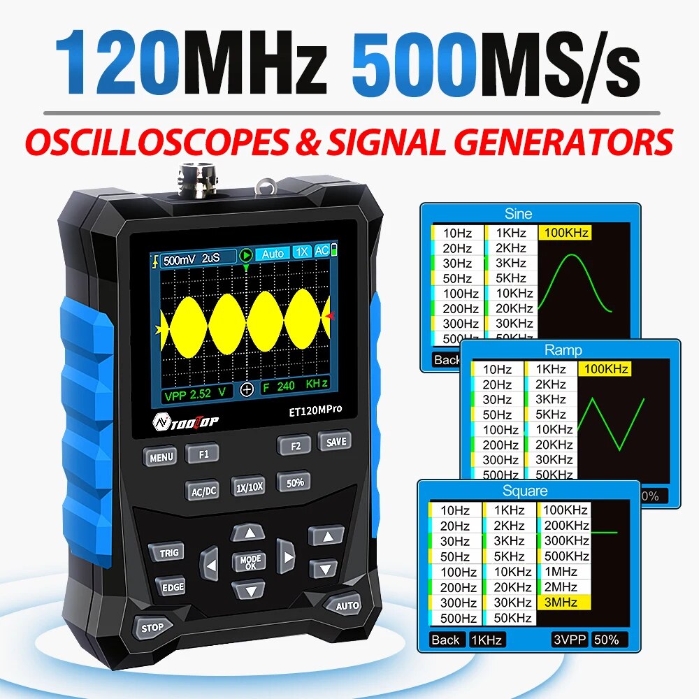 TOOLTOP ET120MPro Портативный  – обзор и цена Digital Storage Oscilloscope 100Mhz
